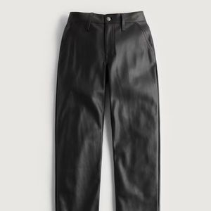 NWT Hollister Black High Rise Vegan Leather Dad Pants